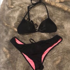 Victoria’s Secret PINK Black Bikini Set Sz S&M